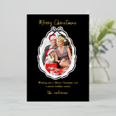 Elegant Bow Lijst Foto Vrolijk Kerstfeest Folie Feestdagenkaart (Staand Voorkant)