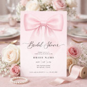 Elegant Bow Modern Script Stripe Bridal Shower Kaart