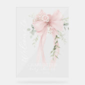Elegant Bow Neutral Baby Shower Welcome Acryl Bord (Voorkant)