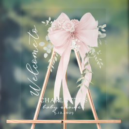 Elegant Bow Neutral Baby Shower Welcome Acryl Bord