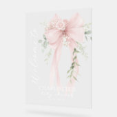Elegant Bow Neutral Baby Shower Welcome Acryl Bord (Hoek)