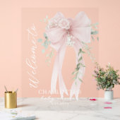 Elegant Bow Neutral Baby Shower Welcome Acryl Bord (Huwelijk)