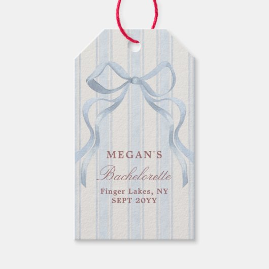 Elegant Bow Personalized Bachelorette Party Cadeaulabel (Voorkant)