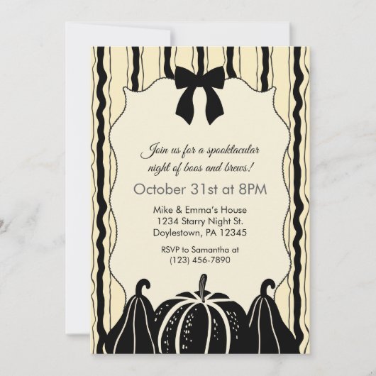 Elegant Bow Pumpkins and Stripes Chic Halloween  Kaart (Voorkant)