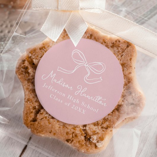 Elegant  Bow Roze Afstuderen Ronde Sticker