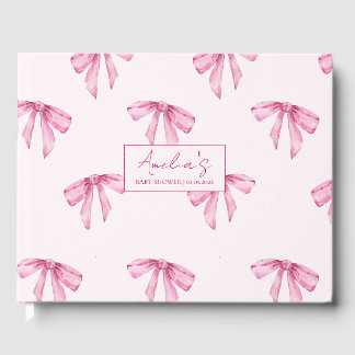 Elegant Bow Roze Meisje Baby shower Gastenboek