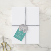 Elegant bow Silver blauwgroen voor bruiloft Cadeaulabel (Met Touw)