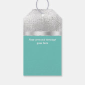 Elegant bow Silver blauwgroen voor bruiloft Cadeaulabel (Achterkant)