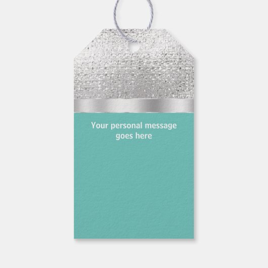 Elegant bow Silver blauwgroen voor bruiloft Cadeaulabel (Achterkant)