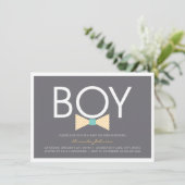 Elegant Bow Stropdas Boy Baby Shower Invitations Kaart (Staand voorkant)