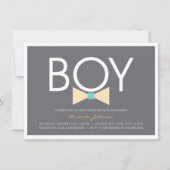 Elegant Bow Stropdas Boy Baby Shower Invitations Kaart (Voorkant)