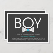 Elegant Bow Stropdas Boy Baby Shower Invitations Kaart (Voorkant / Achterkant)