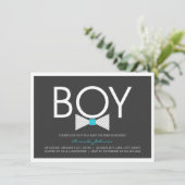 Elegant Bow Stropdas Boy Baby Shower Invitations Kaart (Staand voorkant)