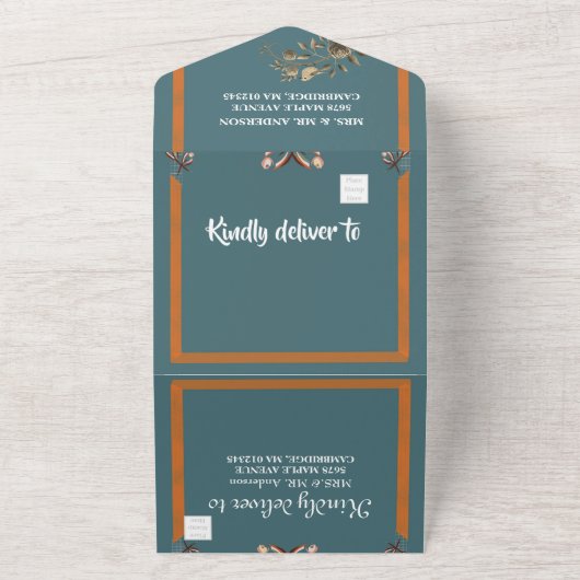 Elegant Bow Stropdas Simple Wedding All In One Uitnodiging (Buitenkant)