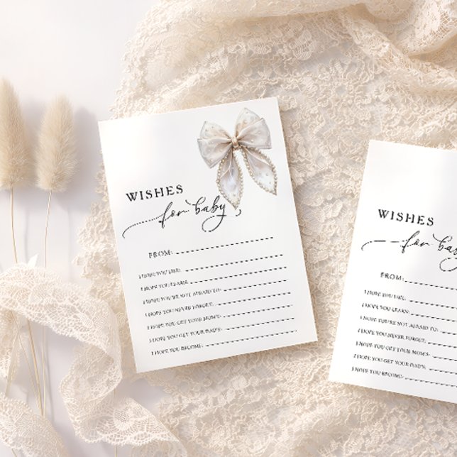 Elegant Bow Wishes For Baby Advice Game Card (Creator heeft geüpload)