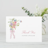 Elegant Bows and Wildflowers Bedankkaart (Staand voorkant)