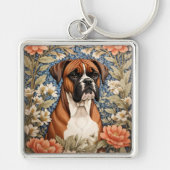 Elegant Boxer Dog William Morris Inspired  Sleutelhanger (Voorkant)