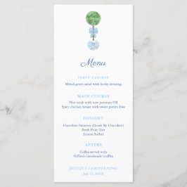 Elegant Boxwood Baby Boy Christening Celebration Menu