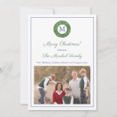 Elegant Boxwood met horizontale foto Feestdagenkaart (Voorkant)