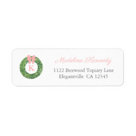 Elegant Boxwood Monogram Baby Girl Return Address Etiket