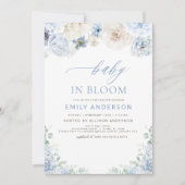 Elegant Boy Blue Baby in Bloom Baby shower Kaart (Voorkant)