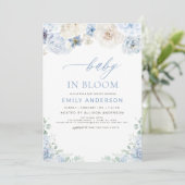 Elegant Boy Blue Baby in Bloom Baby shower Kaart (Staand voorkant)