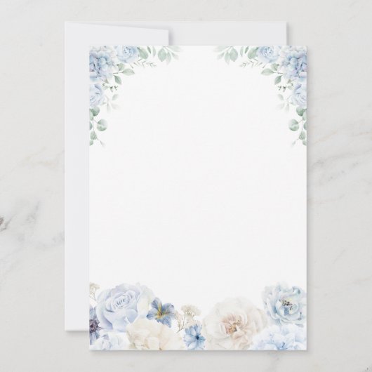 Elegant Boy Blue Baby in Bloom Baby shower Kaart (Achterkant)