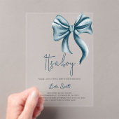 Elegant Boy Blue Bow Baby shower Acryl Uitnodigingen (Insitu (Draagbaar))