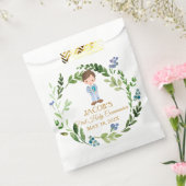 Elegant Boy First Holy Communion Greenery Wreath Bedankzakje (Gezegeld)