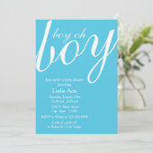 Elegant Boy Oh Boy Blue Baby shower Uitnodiging (Staand voorkant)