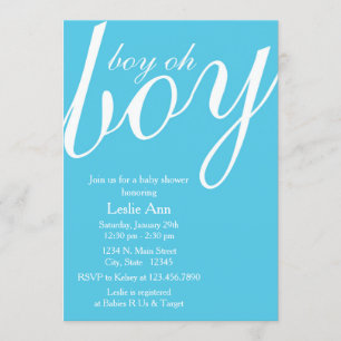 Elegant Boy Oh Boy Blue Baby shower Uitnodiging