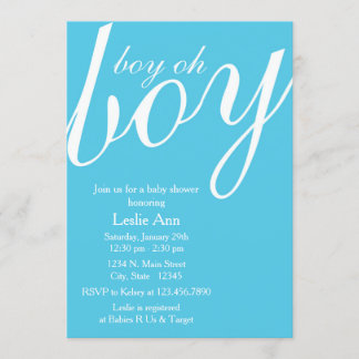 Elegant Boy Oh Boy Blue Baby shower Uitnodiging