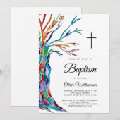 Elegant Boy's Baptism Christening Uitnodiging (Voorkant / Achterkant)