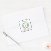 Elegant Boys marine Floral First Heilige Communie Vierkante Sticker (Envelop)