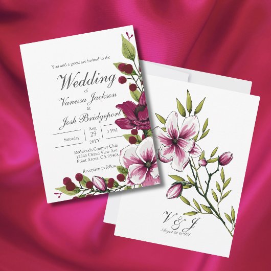 Elegant Boysenberry Floral Vibrant Green Wedding Kaart