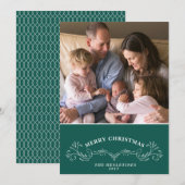 Elegant Bracket Dark Blauwgroen en White Holiday F Feestdagenkaart (Voorkant / Achterkant)