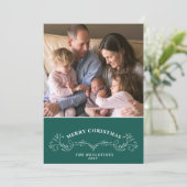 Elegant Bracket Dark Blauwgroen en White Holiday F Feestdagenkaart (Staand voorkant)
