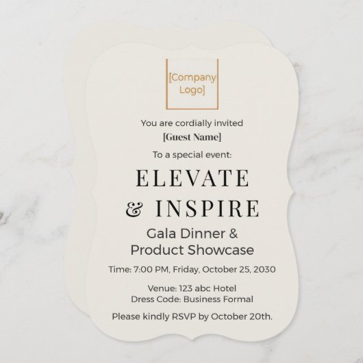 Elegant Bracket Invitation | Corporate Gala & Even Kaart (Voorkant / Achterkant)