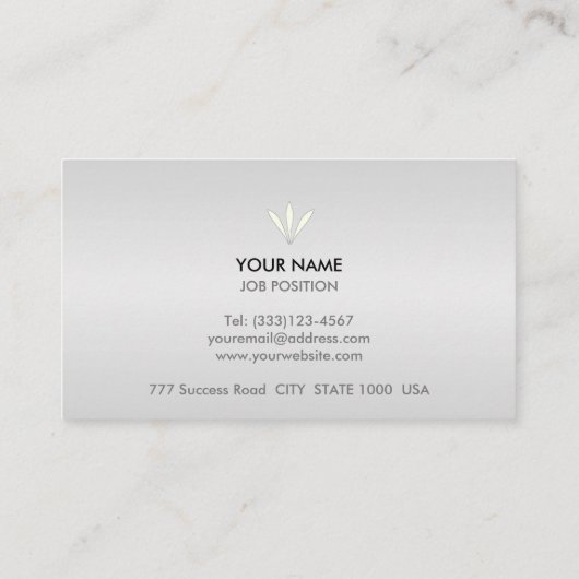 Elegant Branded Silver Metallic Kijk Visitekaartje (Achterkant)