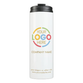Elegant Branded White & Gold Company Zakelijke Log Thermosbeker