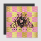 Elegant Brass Monogram Magnetische Kaart (Voorkant / Achterkant)