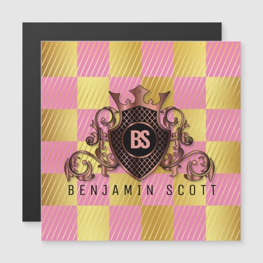 Elegant Brass Monogram Magnetische Kaart (Voorkant / Achterkant)