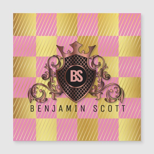 Elegant Brass Monogram Magnetische Kaart (Voorkant)