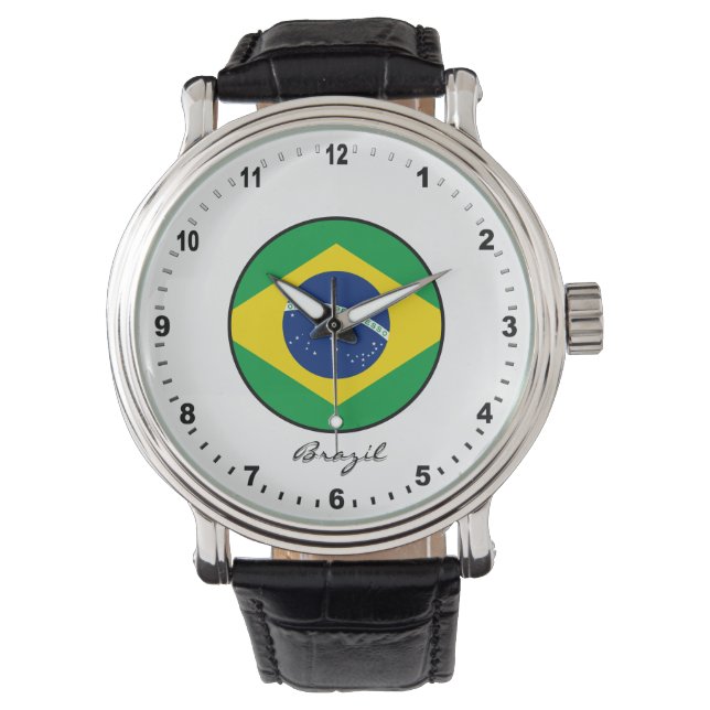 Elegant Brazilië Watch & Braziliaanse vlag Horloge (Voorkant)
