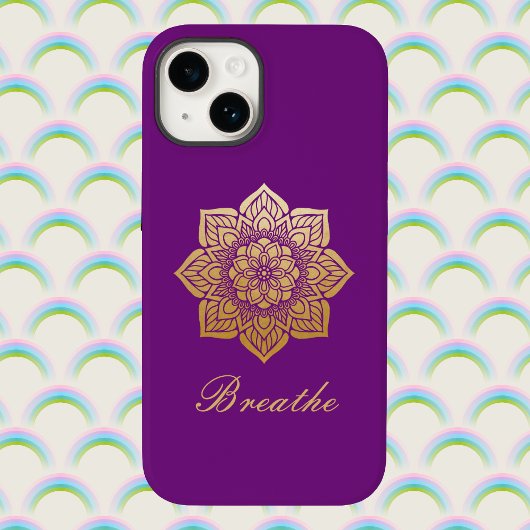 Elegant Breathe Deep Paars en Gold Mandala Case-Mate iPhone Case