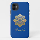 Elegant Breathe Deep Royal Blue en Gold Mandala Case-Mate iPhone Case (Achterkant)