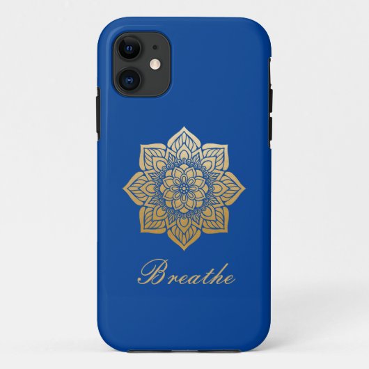 Elegant Breathe Deep Royal Blue en Gold Mandala Case-Mate iPhone Case (Achterkant)