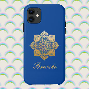 Elegant Breathe Deep Royal Blue en Gold Mandala Case-Mate iPhone Case