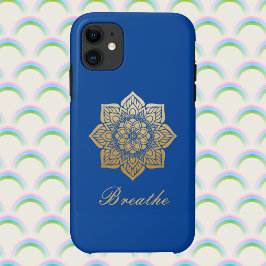 Elegant Breathe Deep Royal Blue en Gold Mandala Case-Mate iPhone Case
