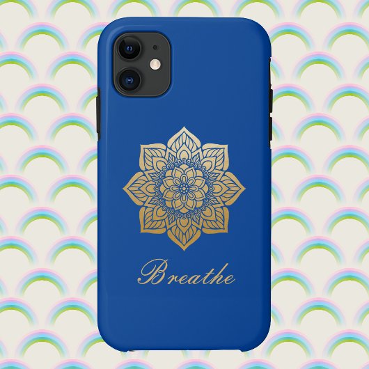 Elegant Breathe Deep Royal Blue en Gold Mandala Case-Mate iPhone Case
